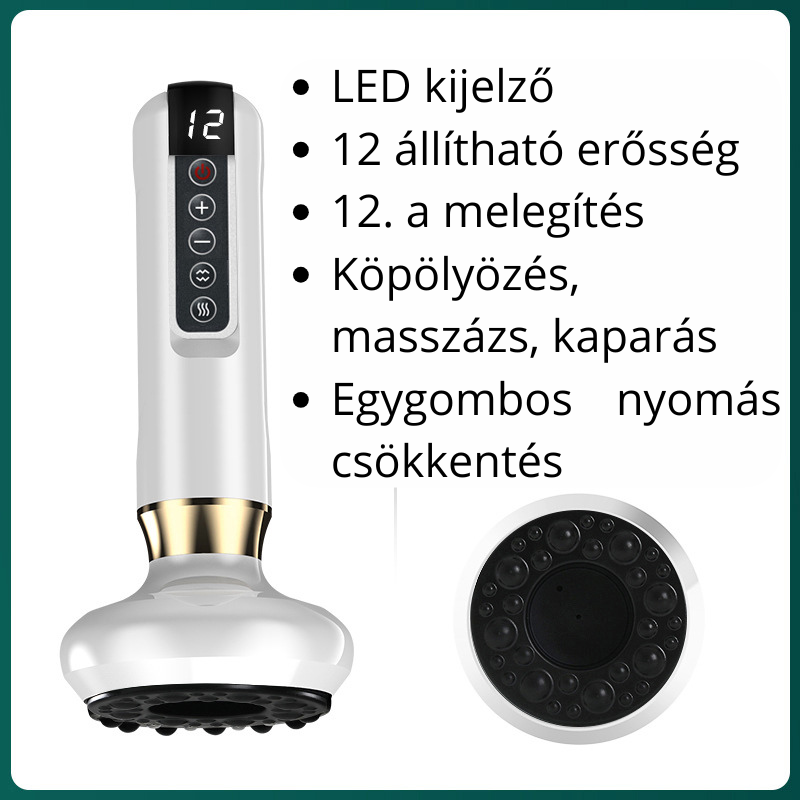Intelligens elektromos köpölyöző készülék – 3 az 1-ben masszázs, kaparás és infrás terápia