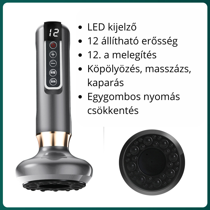 Intelligens elektromos köpölyöző készülék – 3 az 1-ben masszázs, kaparás és infrás terápia