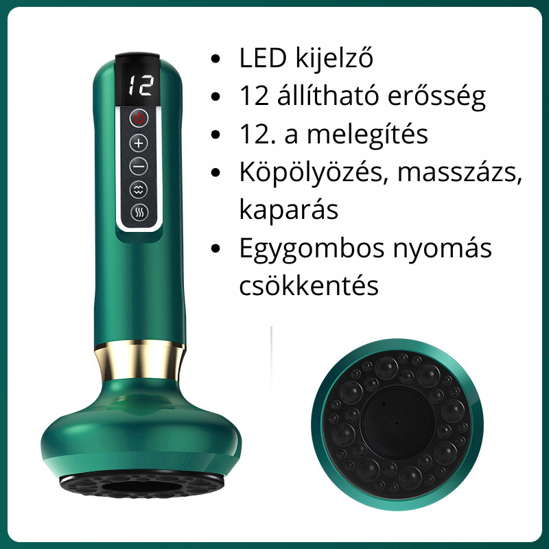 Intelligens elektromos köpölyöző készülék – 3 az 1-ben masszázs, kaparás és infrás terápia