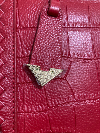 Prémium valódi bőr női válltáska krokodilmintás - borvörös