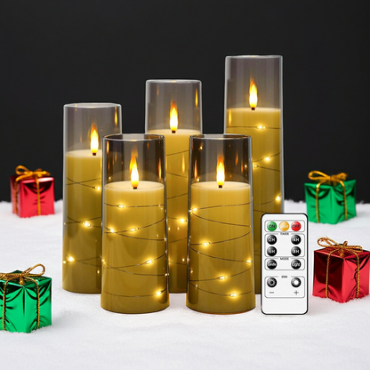 Akril LED Gyertyaszett Pohárral