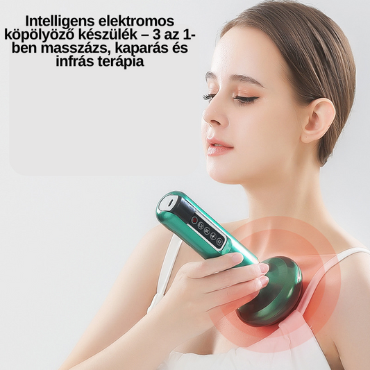 Intelligens elektromos köpölyöző készülék – 3 az 1-ben masszázs, kaparás és infrás terápia